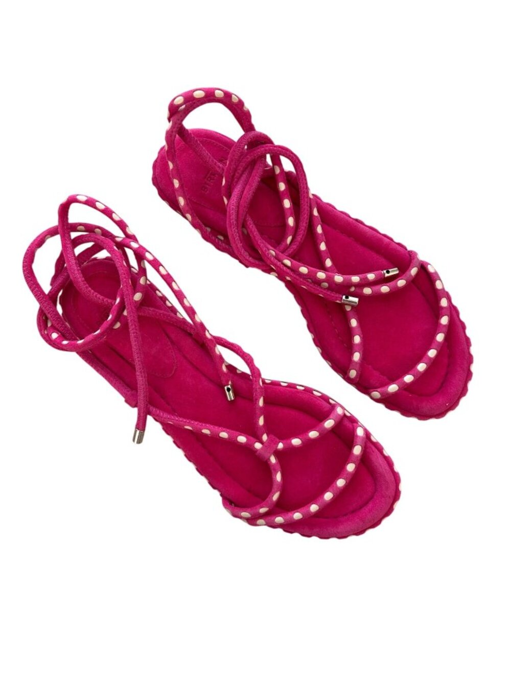 Alexandre Birman Women's Sz 39 Pink Polka-Dot Suede Lace-Up Sandals